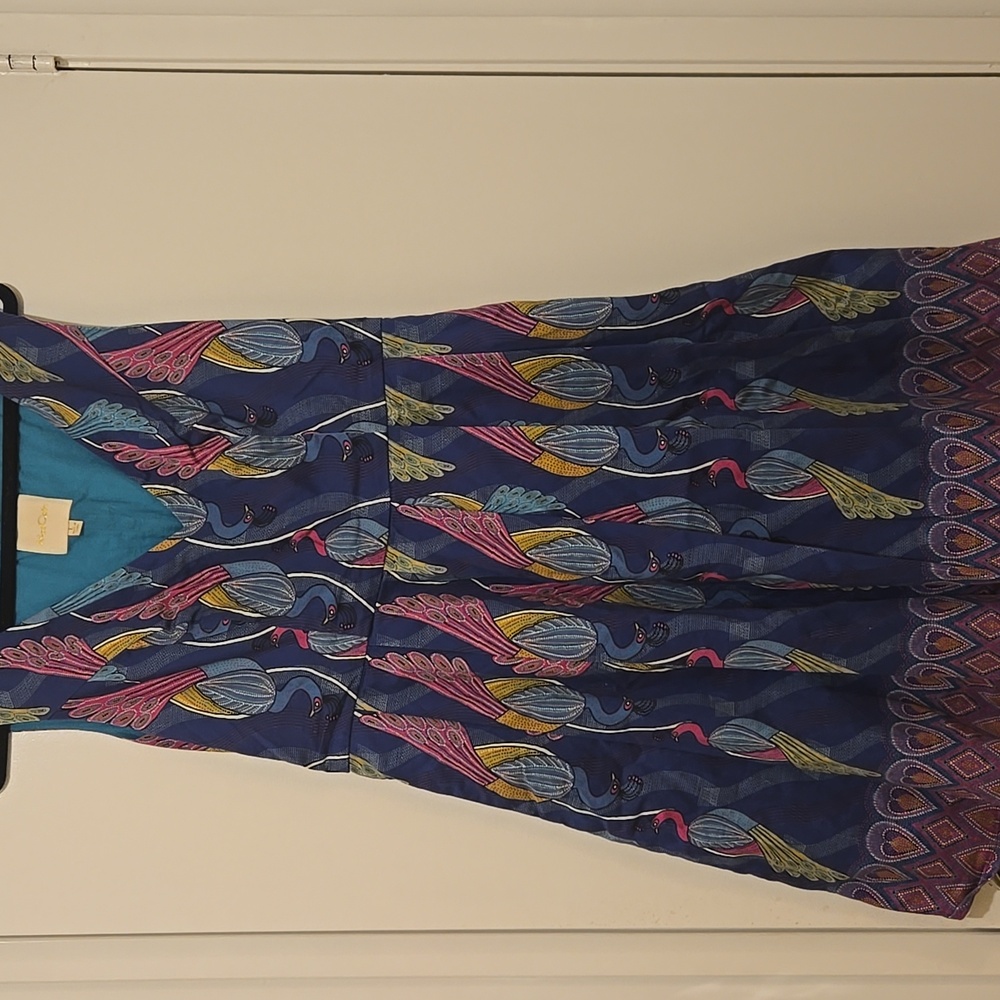 Womens ModCloth Peacock Dress Sz L w/pockets